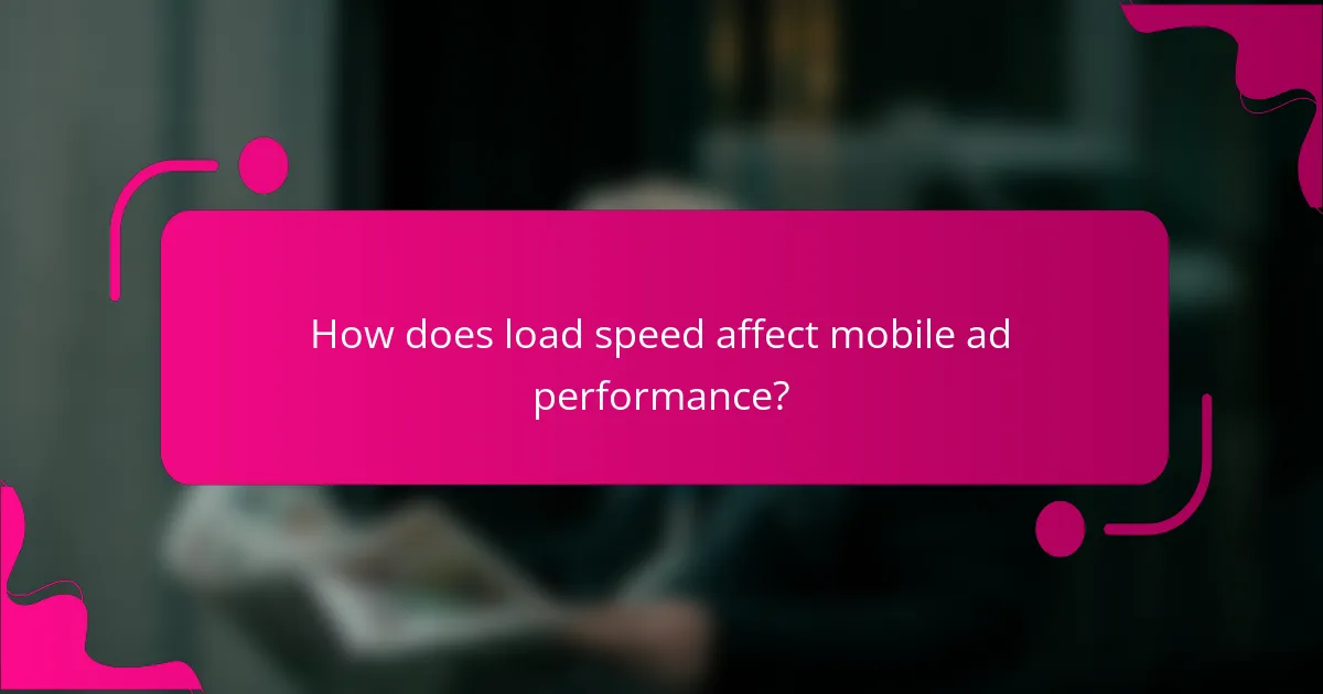 How does load speed affect mobile ad performance?