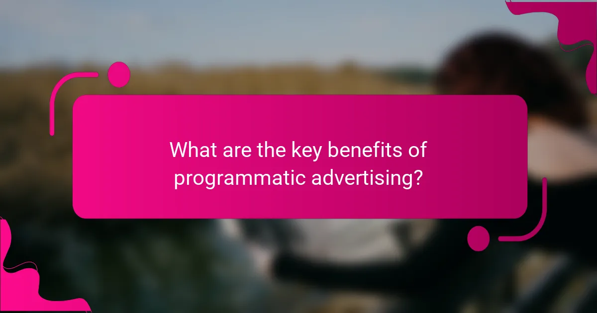 What are the key benefits of programmatic advertising?